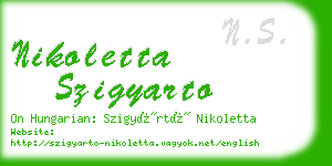 nikoletta szigyarto business card